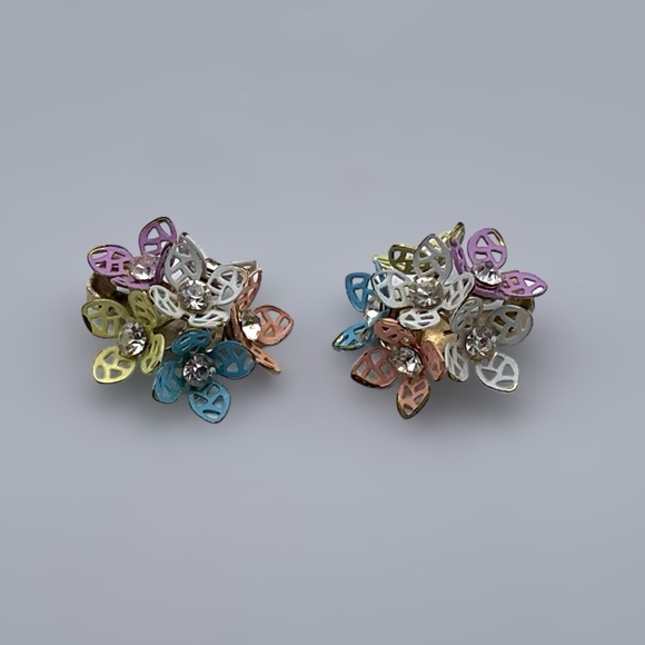 Vintage 50s Pastel Filigree Floral Necklace and Earring  Set - Picture 10 of 16